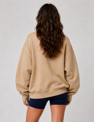 Ladies Casual Solid Mock Neck Oversized Sweatshirt