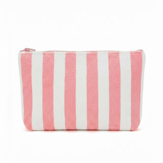 Striped Terry Cloth Cosmetic Pouch Bag