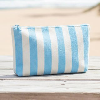 Striped Terry Cloth Cosmetic Pouch Bag