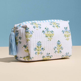 Floral Pattern Quilted Tassel Portable Cosmetic Pouch Bag