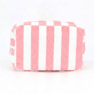Striped Terry Cloth Cosmetic Pouch Bag