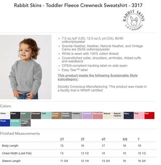 Rabbit Skins Toddler Fleece Blank Sweatshirt | 3317