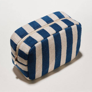 Striped Terry Cloth Cosmetic Pouch Bag