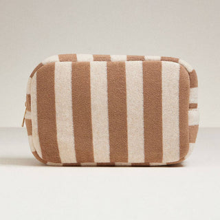 Striped Terry Cloth Cosmetic Pouch Bag