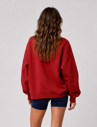 Ladies Casual Solid Mock Neck Oversized Sweatshirt