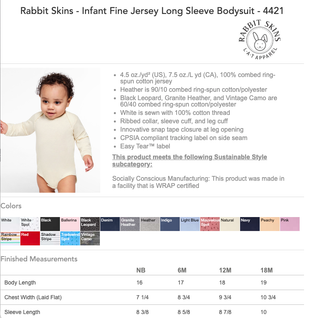 Rabbit Skins Infant Fine Jersey Long Sleeve Bodysuit | 4421