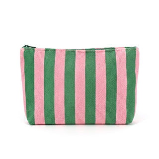 Striped Terry Cloth Cosmetic Pouch Bag