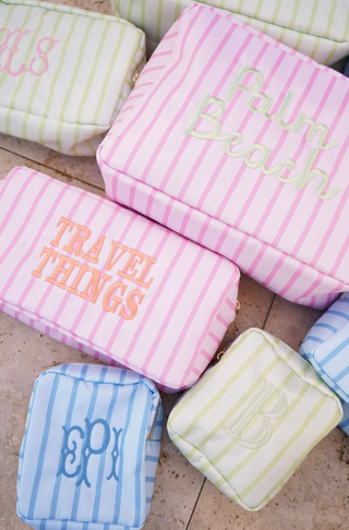 Nylon Striped Makeup Bag Collection