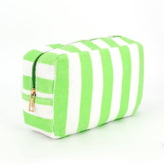 Striped Terry Cloth Cosmetic Pouch Bag