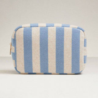 Striped Terry Cloth Cosmetic Pouch Bag