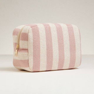 Striped Terry Cloth Cosmetic Pouch Bag