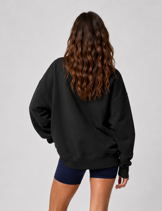 Ladies Casual Solid Mock Neck Oversized Sweatshirt