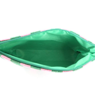 Striped Terry Cloth Cosmetic Pouch Bag