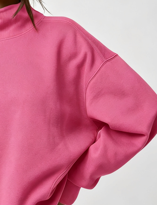 Ladies Casual Solid Mock Neck Oversized Sweatshirt