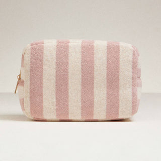 Striped Terry Cloth Cosmetic Pouch Bag