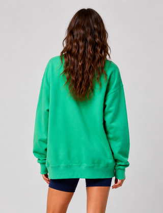 Ladies Casual Solid Mock Neck Oversized Sweatshirt