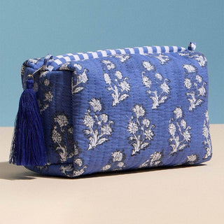 Floral Pattern Quilted Tassel Portable Cosmetic Pouch Bag
