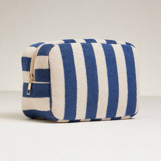 Striped Terry Cloth Cosmetic Pouch Bag