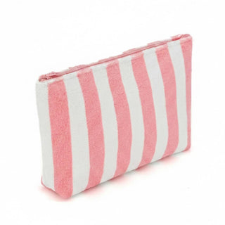 Striped Terry Cloth Cosmetic Pouch Bag