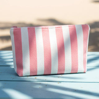 Striped Terry Cloth Cosmetic Pouch Bag