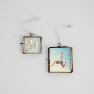Alia Square Glass Hanging Photo Frame - Handmade
