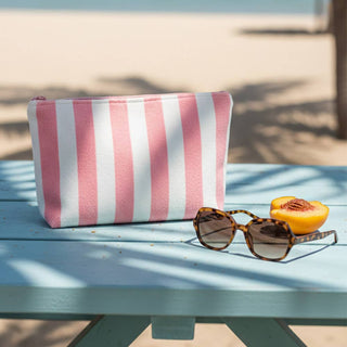 Striped Terry Cloth Cosmetic Pouch Bag