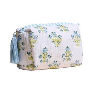Floral Pattern Quilted Tassel Portable Cosmetic Pouch Bag