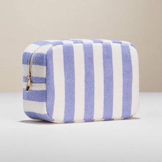 Striped Terry Cloth Cosmetic Pouch Bag