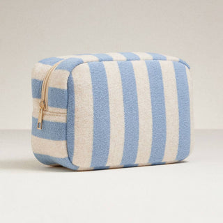 Striped Terry Cloth Cosmetic Pouch Bag