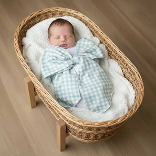 Newborn Swaddle Sash Maternity Sash with Big Bowknot Plaid