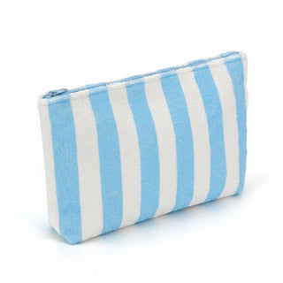 Striped Terry Cloth Cosmetic Pouch Bag