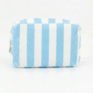 Striped Terry Cloth Cosmetic Pouch Bag