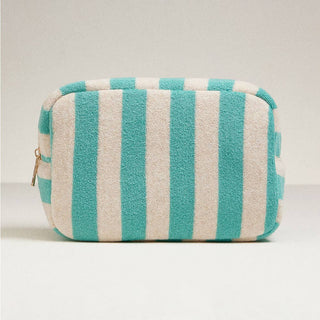 Striped Terry Cloth Cosmetic Pouch Bag
