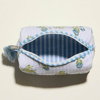 Floral Pattern Quilted Tassel Portable Cosmetic Pouch Bag
