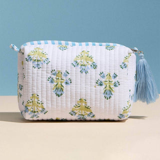 Floral Pattern Quilted Tassel Portable Cosmetic Pouch Bag
