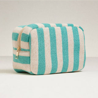 Striped Terry Cloth Cosmetic Pouch Bag