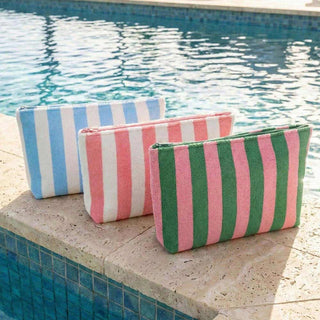 Striped Terry Cloth Cosmetic Pouch Bag