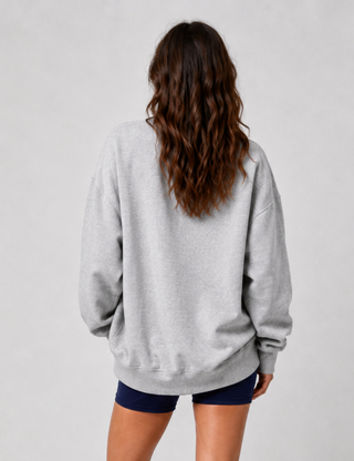 Ladies Casual Solid Mock Neck Oversized Sweatshirt
