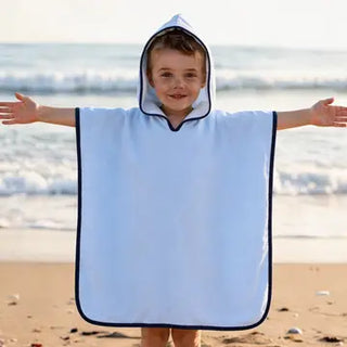 Seersucker Hooded Beach Poncho