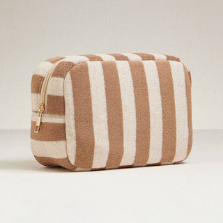 Striped Terry Cloth Cosmetic Pouch Bag