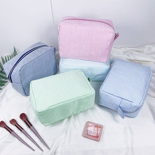 Bubble pouch stripe makeup bag