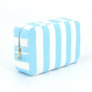Striped Terry Cloth Cosmetic Pouch Bag
