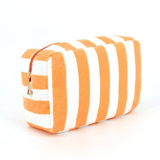 Striped Terry Cloth Cosmetic Pouch Bag