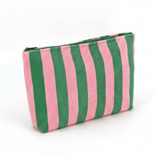 Striped Terry Cloth Cosmetic Pouch Bag
