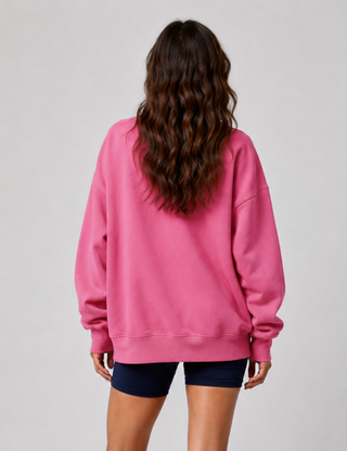 Ladies Casual Solid Mock Neck Oversized Sweatshirt