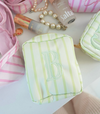 Nylon Striped Makeup Bag Collection