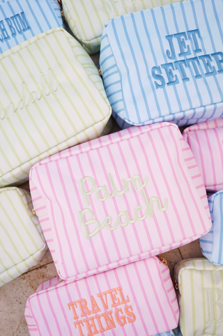 Nylon Striped Makeup Bag Collection