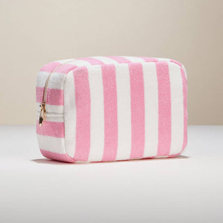 Striped Terry Cloth Cosmetic Pouch Bag