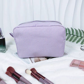 Bubble pouch stripe makeup bag