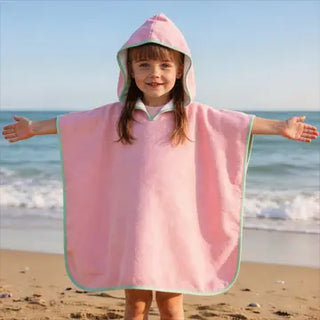 Seersucker Hooded Beach Poncho